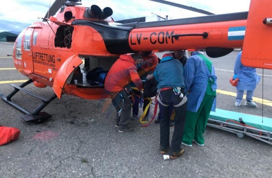 Un hombre fue rescatado en helicóptero de una fuerte caída en el Alvear