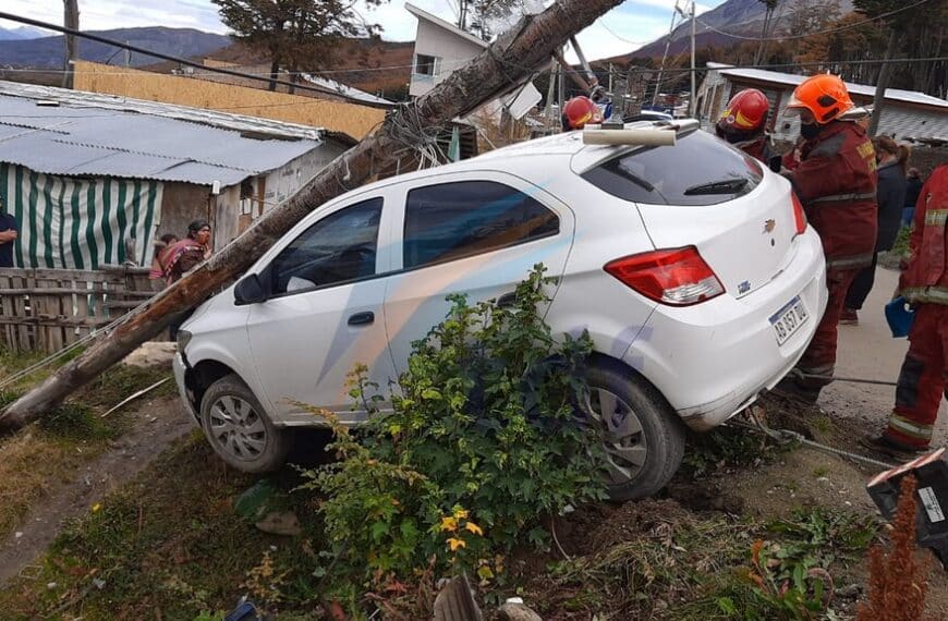 Un conductor alcoholizado desbarrancó su auto en el barrio Mirador de Ushuaia